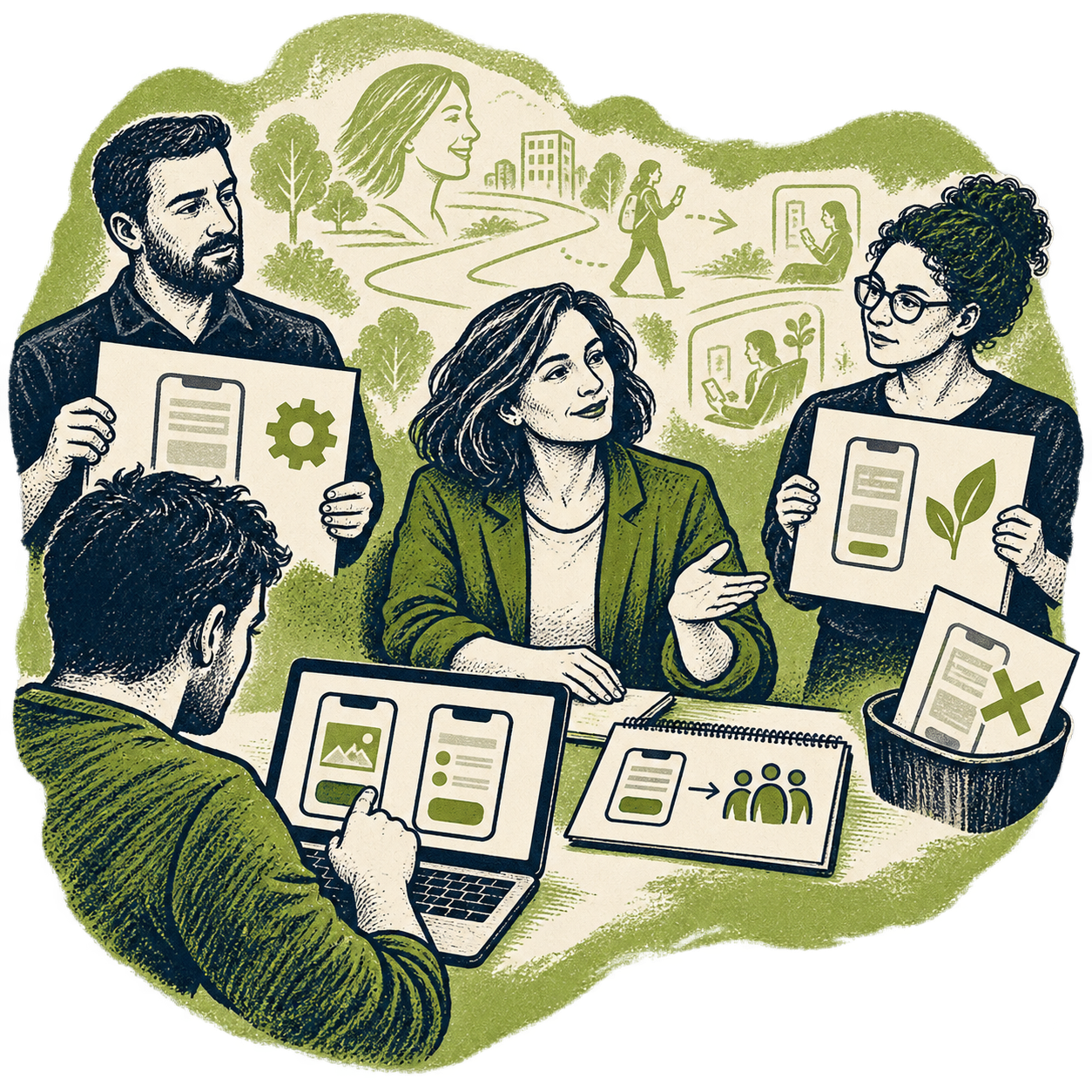 Ilustracja pracy warsztatowej: strategia produktu i eksperymentowanie